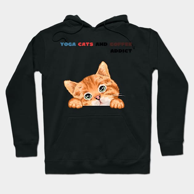 Yoga cats and coffee addict funny quote for yogi Hoodie by Red Yoga